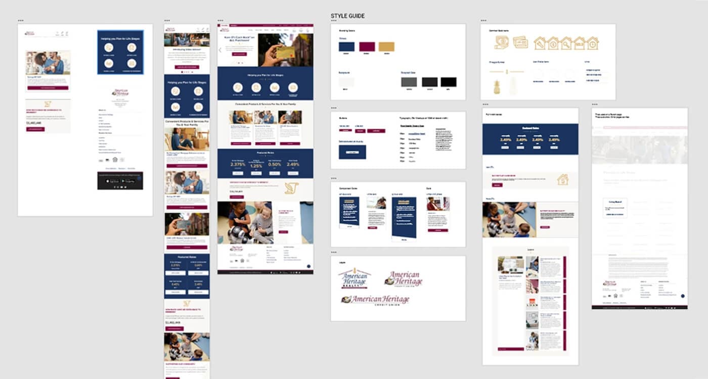 American Heritage design elements layout as style guide file for future designs