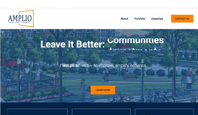 Amplio homepage design in browser
