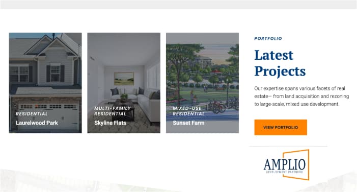 Projects section with call to action