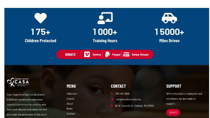 Sumner CASA donate section