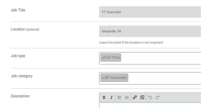 Author job input flow