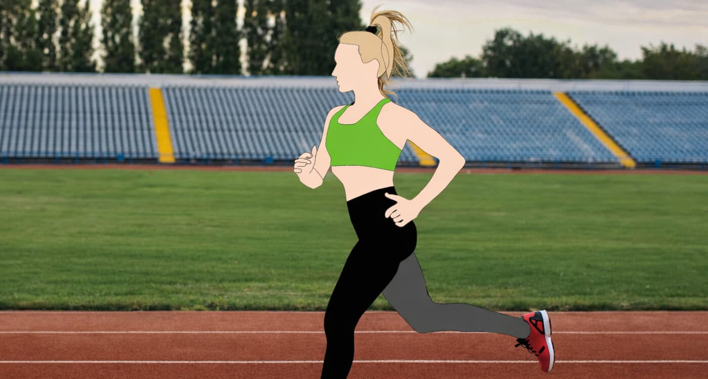 Image of partially traced photo of woman running on track.