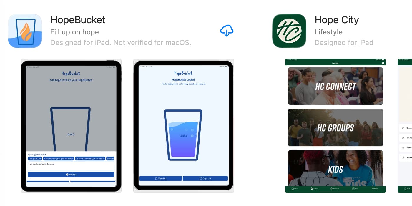Hope Bucket app available for download on Apple Store