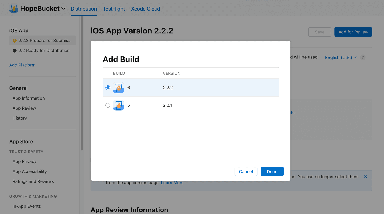 App Store version comparison for next version release
